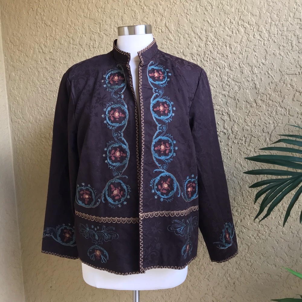 Coldwater Creek Embroidered Open Blazer Jacket